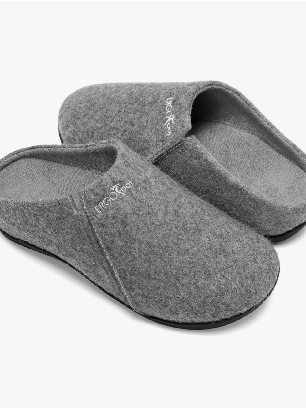 ERGOfoot Gray Wool Clog Orthopedic Slippers With Arch Support Size 6-6.5